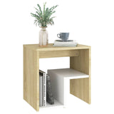 NNEVL Bed Cabinets 2 pcs White and Sonoma Oak 40x30x40 cm Chipboard