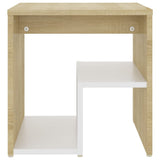 NNEVL Bed Cabinets 2 pcs White and Sonoma Oak 40x30x40 cm Chipboard