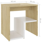 NNEVL Bed Cabinets 2 pcs White and Sonoma Oak 40x30x40 cm Chipboard