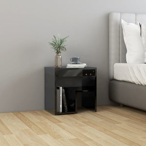 NNEVL Bed Cabinet High Gloss Black 40x30x40 cm Chipboard