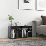 NNEVL Bed Cabinets 2 pcs High Gloss Black 40x30x40 cm Chipboard