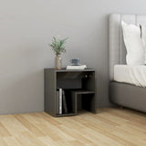 NNEVL Bed Cabinet High Gloss Grey 40x30x40 cm Chipboard