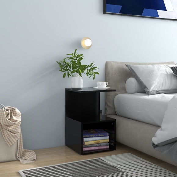 NNEVL Bedside Cabinet Black 35x35x55 cm Chipboard