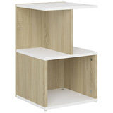 NNEVL Bedside Cabinet White and Sonoma Oak 35x35x55 cm Chipboard