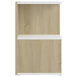 NNEVL Bedside Cabinet White and Sonoma Oak 35x35x55 cm Chipboard