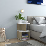 NNEVL Bedside Cabinet White and Sonoma Oak 35x35x55 cm Chipboard