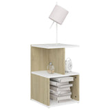 NNEVL Bedside Cabinets 2pcs White and Sonoma Oak 35x35x55cm Chipboard