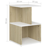 NNEVL Bedside Cabinets 2pcs White and Sonoma Oak 35x35x55cm Chipboard