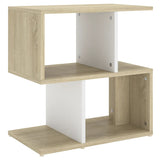 NNEVL Bedside Cabinet White and Sonoma Oak 50x30x51.5 cm Chipboard