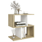 NNEVL Bedside Cabinet White and Sonoma Oak 50x30x51.5 cm Chipboard