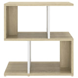 NNEVL Bedside Cabinet White and Sonoma Oak 50x30x51.5 cm Chipboard