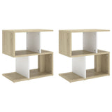 NNEVL Bedside Cabinets 2pcs White and Sonoma Oak 50x30x51.5cm Chipboard