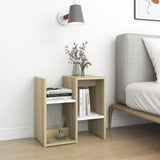 NNEVL Bedside Cabinets 2pcs White and Sonoma Oak 50x30x51.5cm Chipboard