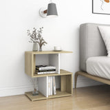 NNEVL Bedside Cabinets 2pcs White and Sonoma Oak 50x30x51.5cm Chipboard