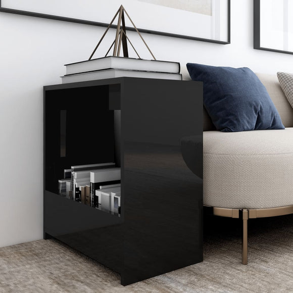 NNEVL Side Table High Gloss Black 50x26x50 cm Chipboard
