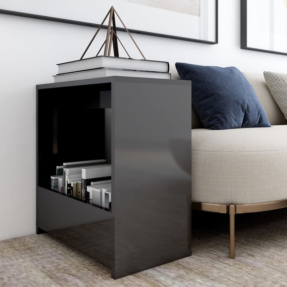 NNEVL Side Table High Gloss Grey 50x26x50 cm Chipboard