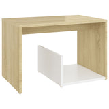 NNEVL Side Table White and Sonoma Oak 59x36x38 cm Chipboard