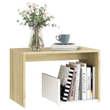 NNEVL Side Table White and Sonoma Oak 59x36x38 cm Chipboard