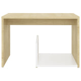 NNEVL Side Table White and Sonoma Oak 59x36x38 cm Chipboard