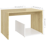 NNEVL Side Table White and Sonoma Oak 59x36x38 cm Chipboard