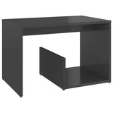 NNEVL Side Table High Gloss Grey 59x36x38 cm Chipboard