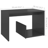 NNEVL Side Table High Gloss Grey 59x36x38 cm Chipboard