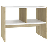 NNEVL Side Table White and Sonoma Oak 60x40x45 cm Chipboard