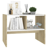 NNEVL Side Table White and Sonoma Oak 60x40x45 cm Chipboard
