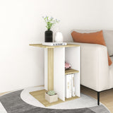 NNEVL Side Table White and Sonoma Oak 60x40x45 cm Chipboard