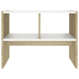 NNEVL Side Table White and Sonoma Oak 60x40x45 cm Chipboard