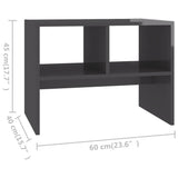 NNEVL Side Table High Gloss Grey 60x40x45 cm Chipboard