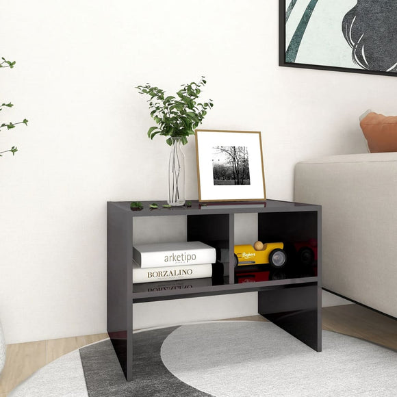 NNEVL Side Table High Gloss Grey 60x40x45 cm Chipboard