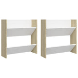 NNEVL Wall Shoe Cabinets 2 pcs White&Sonoma Oak 60x18x60 cm Chipboard