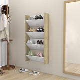 NNEVL Wall Shoe Cabinets 2 pcs White&Sonoma Oak 60x18x60 cm Chipboard