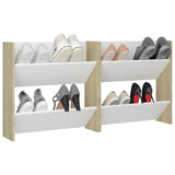 NNEVL Wall Shoe Cabinets 2 pcs White&Sonoma Oak 60x18x60 cm Chipboard