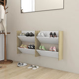 NNEVL Wall Shoe Cabinets 2 pcs White&Sonoma Oak 60x18x60 cm Chipboard