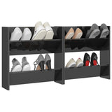 NNEVL Wall Shoe Cabinets 2 pcs High Gloss Grey 60x18x60 cm Chipboard