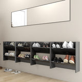 NNEVL Wall Shoe Cabinets 4 pcs High Gloss Grey 60x18x60 cm Chipboard