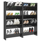NNEVL Wall Shoe Cabinets 4 pcs High Gloss Grey 60x18x60 cm Chipboard