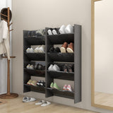 NNEVL Wall Shoe Cabinets 4 pcs High Gloss Grey 60x18x60 cm Chipboard