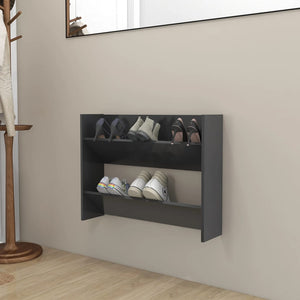 NNEVL Wall Shoe Cabinet Grey 80x18x60 cm Chipboard