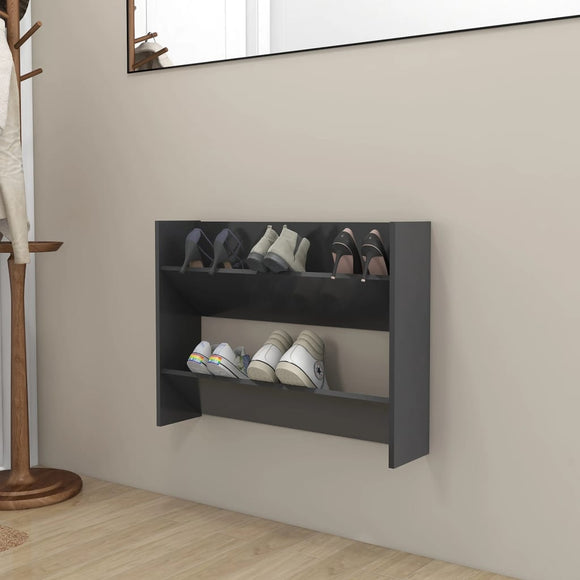 NNEVL Wall Shoe Cabinet Grey 80x18x60 cm Chipboard