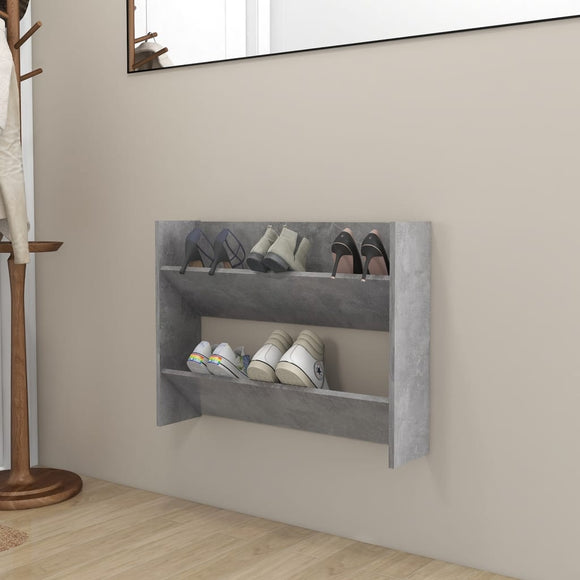 NNEVL Wall Shoe Cabinet Concrete Grey 80x18x60 cm Chipboard