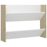 NNEVL Wall Shoe Cabinet White and Sonoma Oak 80x18x60 cm Chipboard