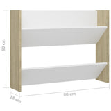 NNEVL Wall Shoe Cabinet White and Sonoma Oak 80x18x60 cm Chipboard
