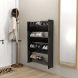 NNEVL Wall Shoe Cabinets 2 pcs High Gloss Black 80x18x60 cm Chipboard