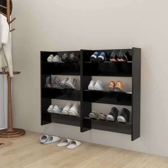 NNEVL Wall Shoe Cabinets 2 pcs Black 60x18x90 cm Chipboard