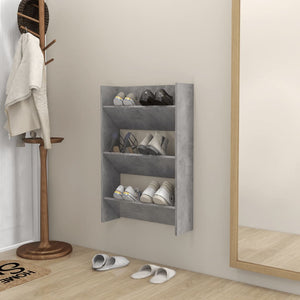 NNEVL Wall Shoe Cabinet Concrete Grey 60x18x90 cm Chipboard