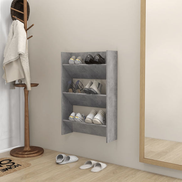 NNEVL Wall Shoe Cabinet Concrete Grey 60x18x90 cm Chipboard
