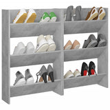 NNEVL Wall Shoe Cabinets 2 pcs Concrete Grey 60x18x90 cm Chipboard